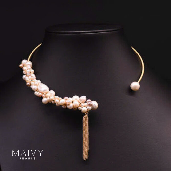 Kiềng ngọc trai trắng Ngân Vũ 2-3mm Phụ kiện bạc 925 mạ vàng 18k-MV050